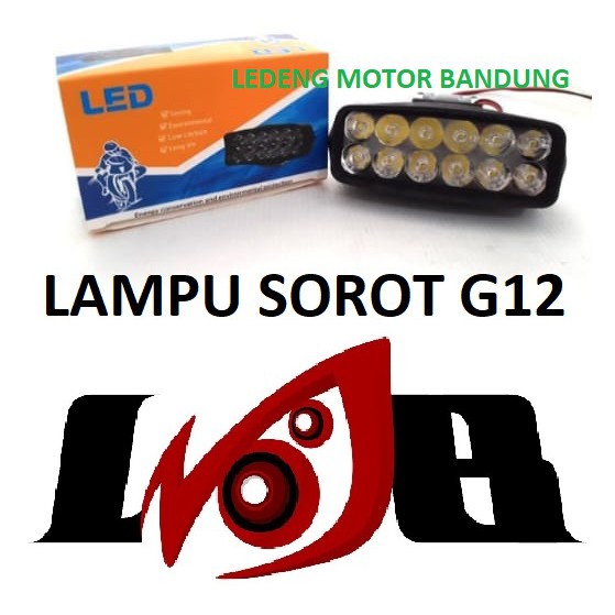 Lampu Sorot G12 LED 12 Mata Tembak Cahaya Putih Dual Mode Waterproof Motor Mobil