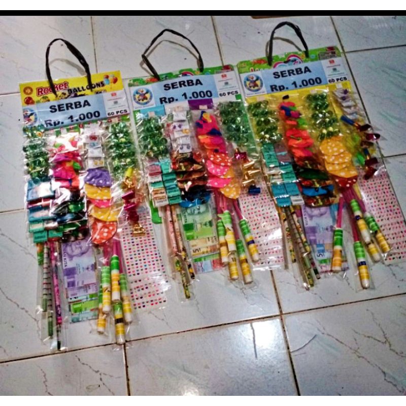 Moms Syafa Isi 60 Pcs Mainan Serba 1000 (Kualitas Premium) / Mainan Rencengan / Gerai 1000 An