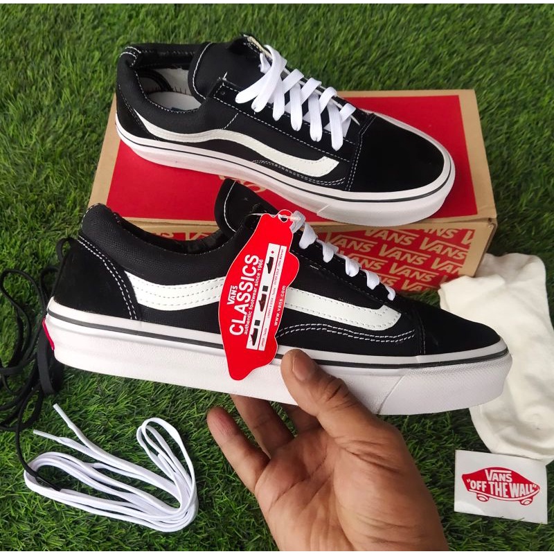 SEPATU PRIA VANSS OLDSKOOL BLACK WHITE CLASIK WAFLE DT BNIB MADE IN CHINA PREMIUM IMPORT SEPATU WANITA SEPATU SNEAKERS