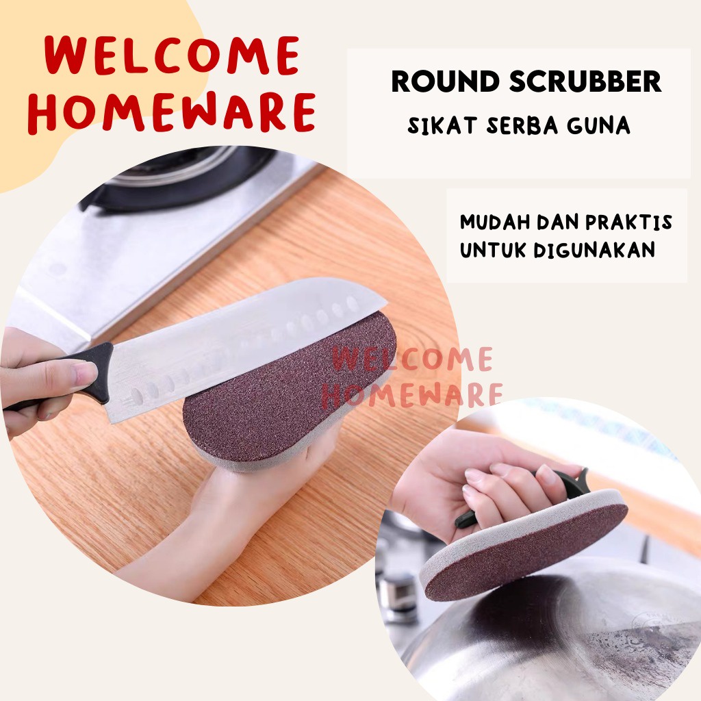 Round Scrubber Spons Busa Pembersih Karat Besi Sikat Kompor Panci