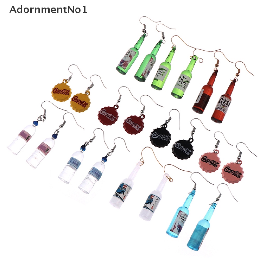 (AdornmentNo1) 1 Pasang Anting Kait Gantung Desain Botol Bir Handmade DIY Untuk Wanita