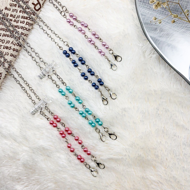 Strap Masker Mutiara Premium / Strap Masker Rantai Mutiara Murah / Lanyard Mask Korea