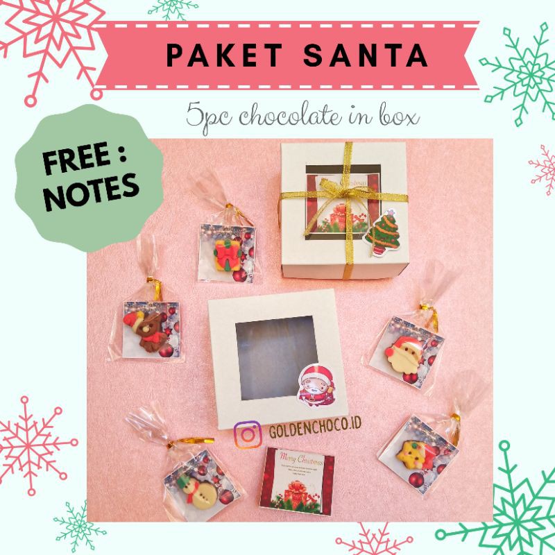 

paket natal santa cokelat souvenir free notes
