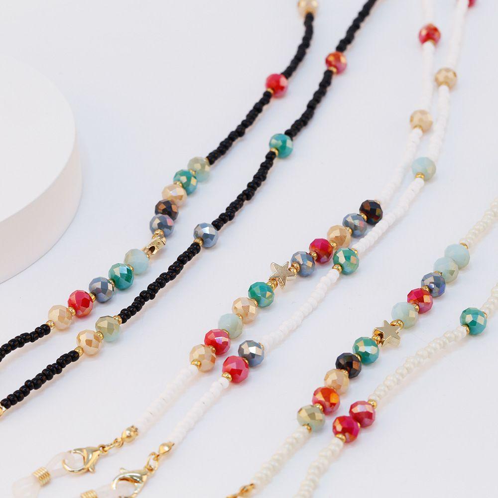 R-flower Anti-Lost Rantai Wanita Mutiara Warna Lanyard Kacamata Rantai Pemegang Tali Leher Kacamata Rantai