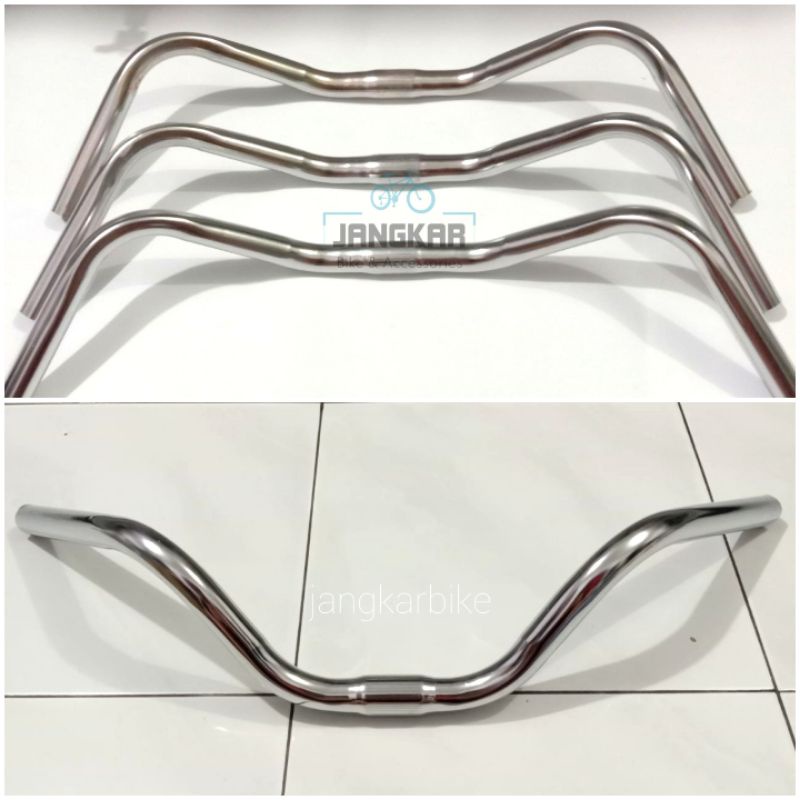 HANDLEBAR STANG SEPEDA MINI MINION JADUL JENGKI KUMIS MINITREK CHROME SILVER