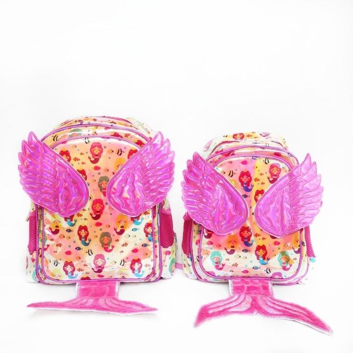 TAS RANSEL ANAK SEKOLAH PEREMPUAN HOLOGRAM SAYAP EKOR MERMAID SDD55453C