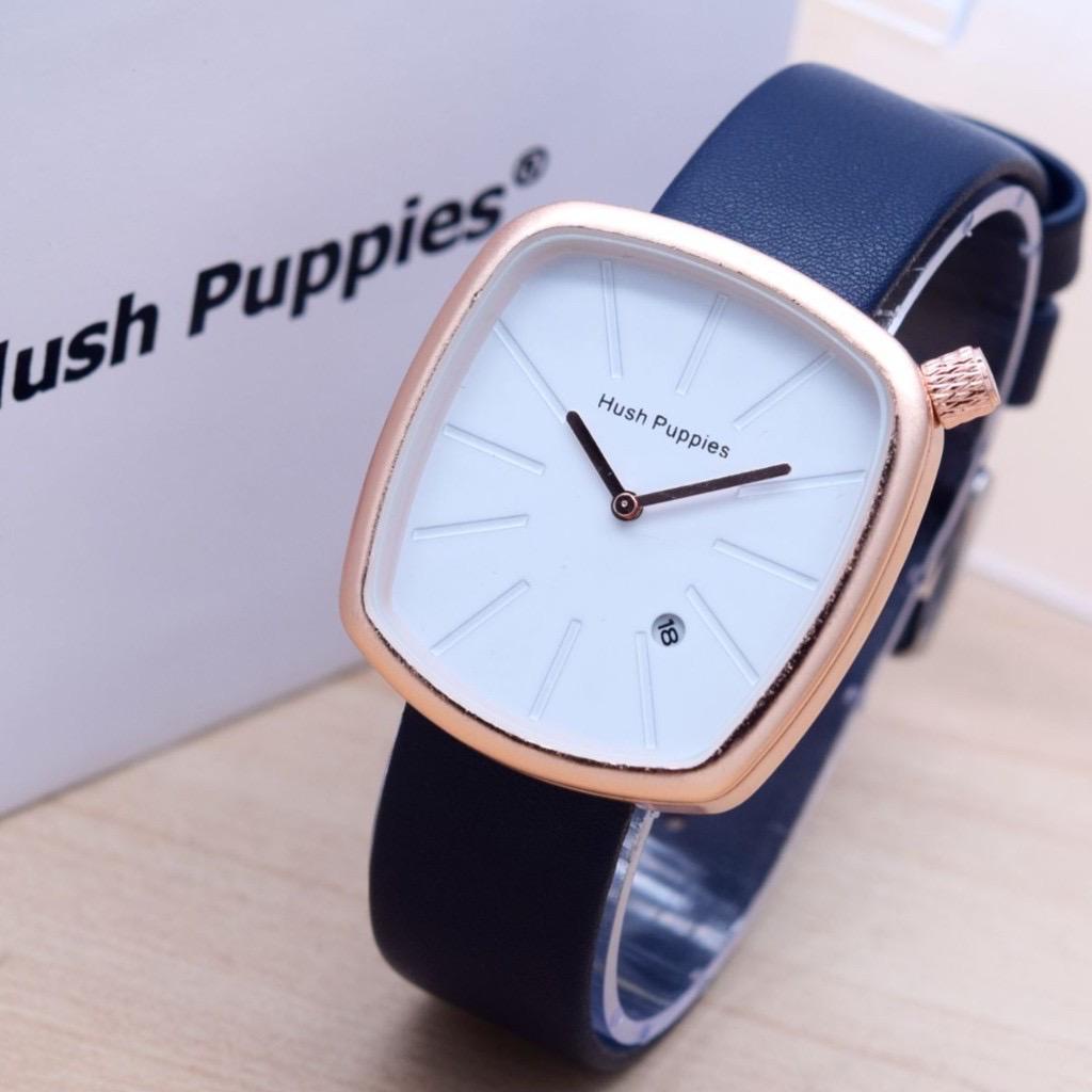 (SS) Jam Tangan Wanita Kasual Hush Puppies Kotak Tanggal Aktif HP-025 Strap Kulit