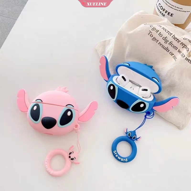 Casing Soft Case Silikon Motif Kartun Stitch Untuk AirPods 1 2