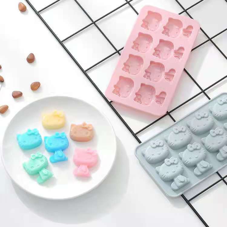 Cetakan Silicone Silikon Puding Coklat Cake Es Motif Hello Kitty W/Mix