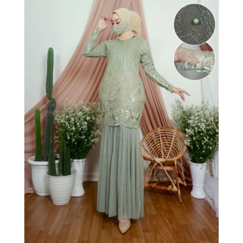 Gamis Tutu Slim / Kebaya Modern / Gamis Lilac / Gamis Pesta Mewah / Bridesmaid Dress / Wisuda /Gamis Duyung Tutu