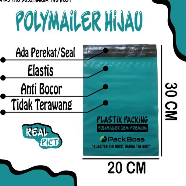 

❅ Polymailer HIJAU TOSCA 20x30 (+/-100 pcs) ** Berperekat ☻