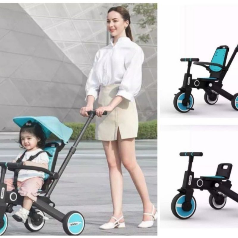 (Model Terbaru)Bebehoo Generasi2 7 in 1 Stroller Sepeda Roda Tiga Lipat/Folding Trike/Trycycle Bayi