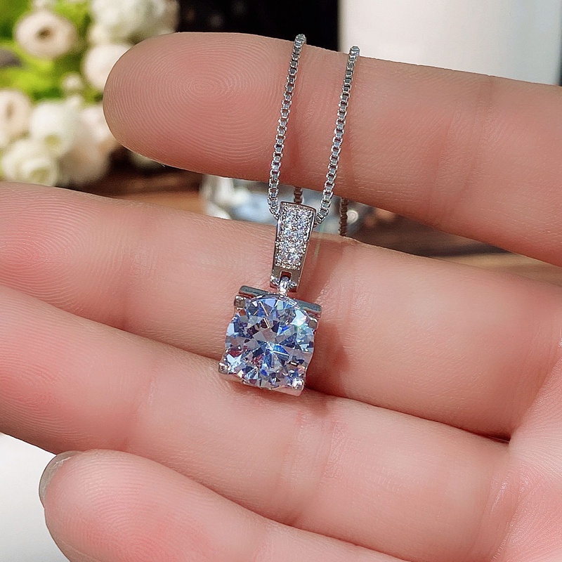 Kalung Kristal Cubic Zirconia Warna Silver Untuk Wanita