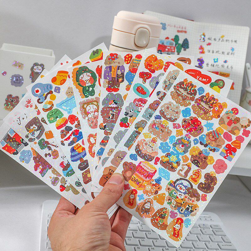 

✅ 1 Set Sticker Laser Kiyowo Kartun Gliter Beruang