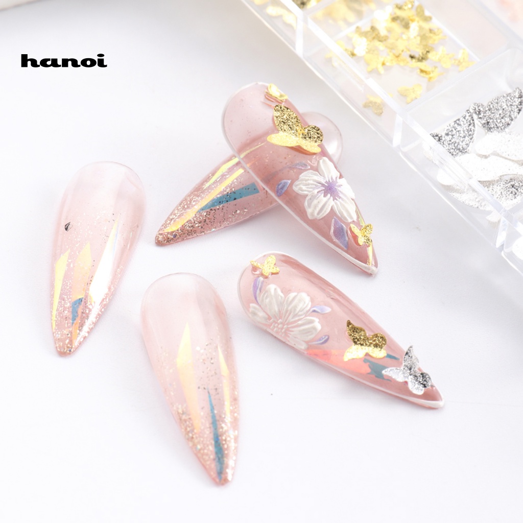1 Kotak Charms 12 Grids Sparkling Butterfly Shape Untuk Dekorasi Kuku