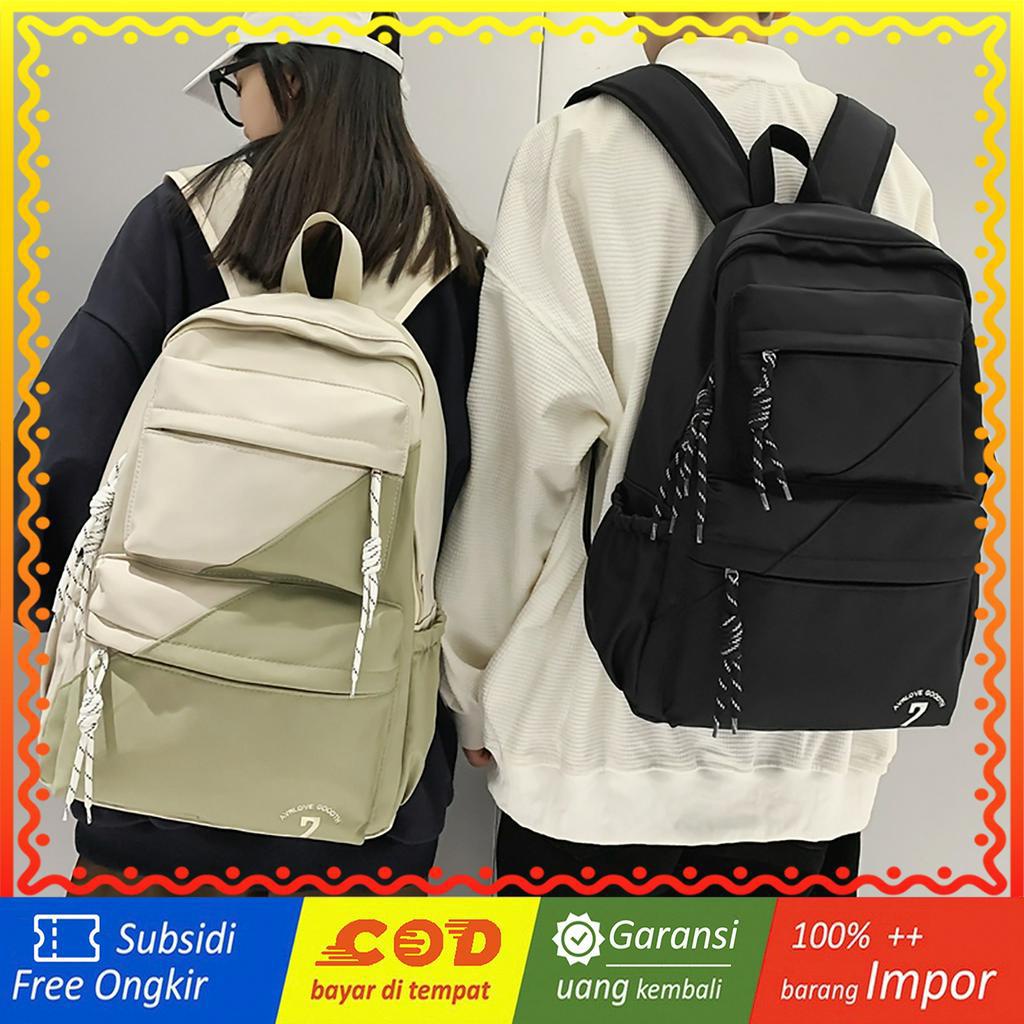 WYK155 Tas Ransel Pria Wanita Sekolah Kuliah Diagonal Backpack Impor TKM