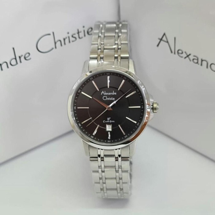 [ ORIGINAL ] Jam Tangan Wanita / Cewek Alexandre Christie 8636 AC 8636 - SILVER BLACK ori