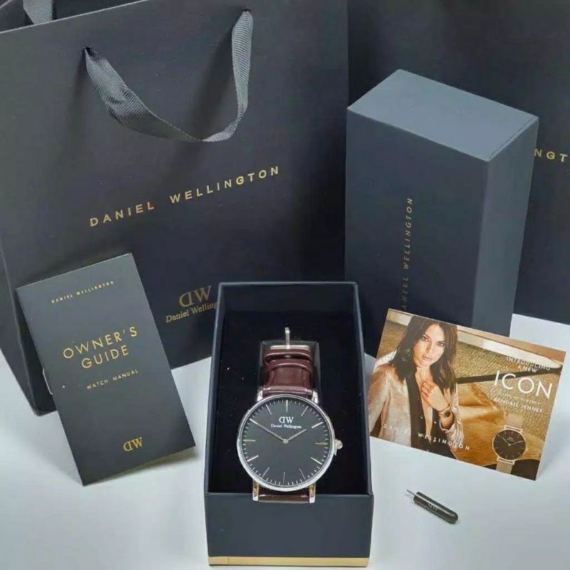 100% ORI DW-JAM TANGAN PRIA WANITA KULIT PREMIUM SET