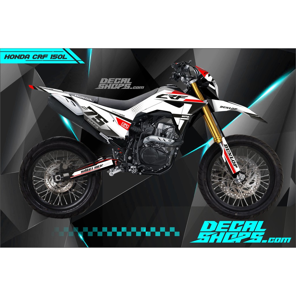 DECAL CRF SUPERMOTO PUTIH SIMPEL MURAH