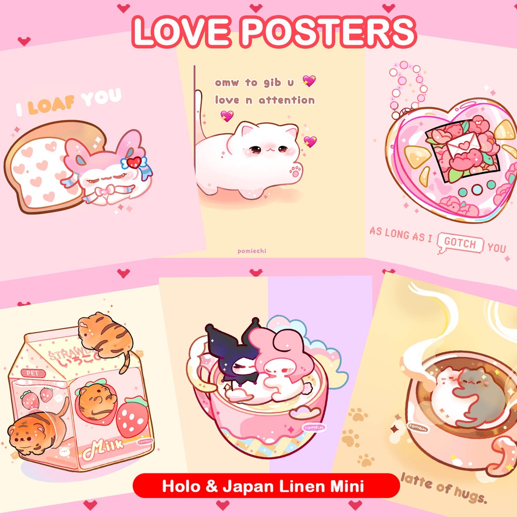 

Love Valentine Poster Kawaii Cute Cat, Kuromi and My Melody Pokemon, Art Print Kucing Estetik untuk Dinding dan Deco, Art Poster Tamagotchi, Japanese Art Print Sylveon Sanrio