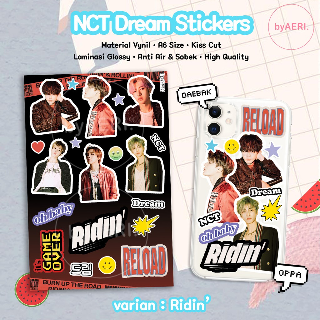 N C T DREAM STICKER KISS CUT (RELOAD RIDIN STIKER SET | STICKER TEMPEL KPOP | READY STOCK)