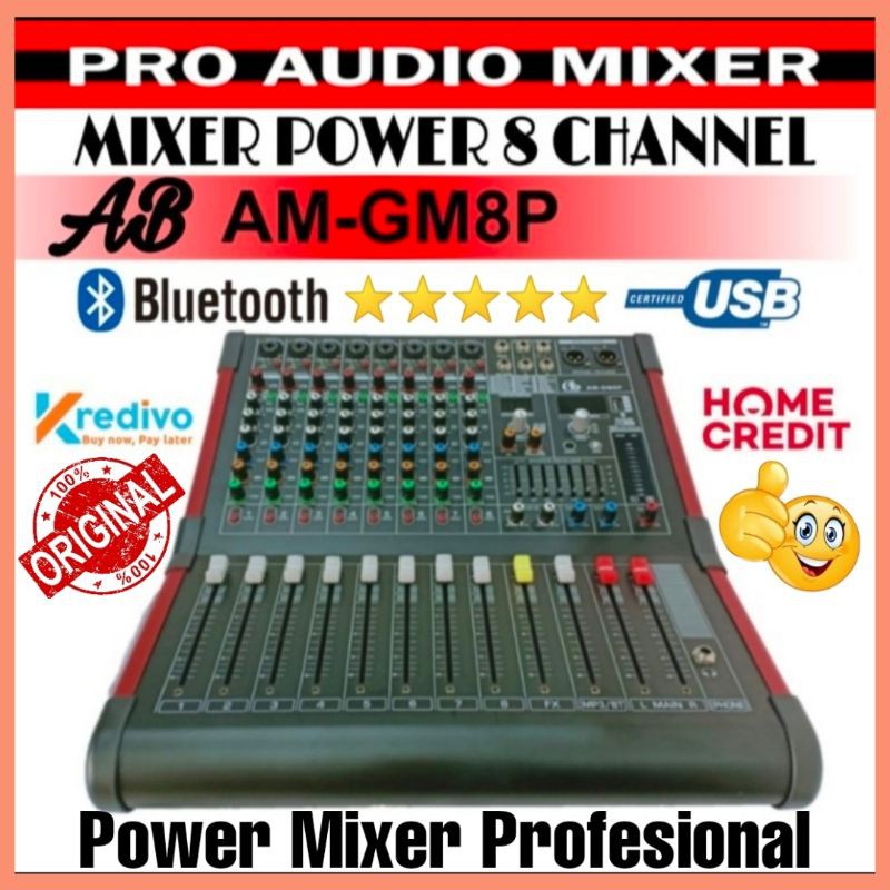 Power Mixer 8 Channel AB AM-GM8P Profesional Audio Mixer