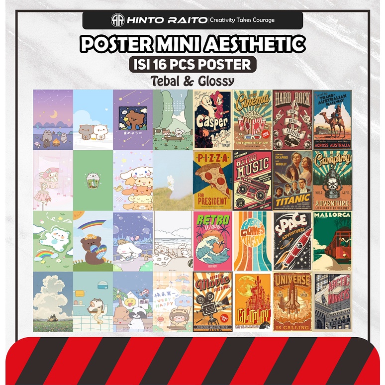 Poster Dinding Mini Aesthetic Isi 16 Pcs | Poster Aesthetic | Wallpaper Dinding | Poster Dinding