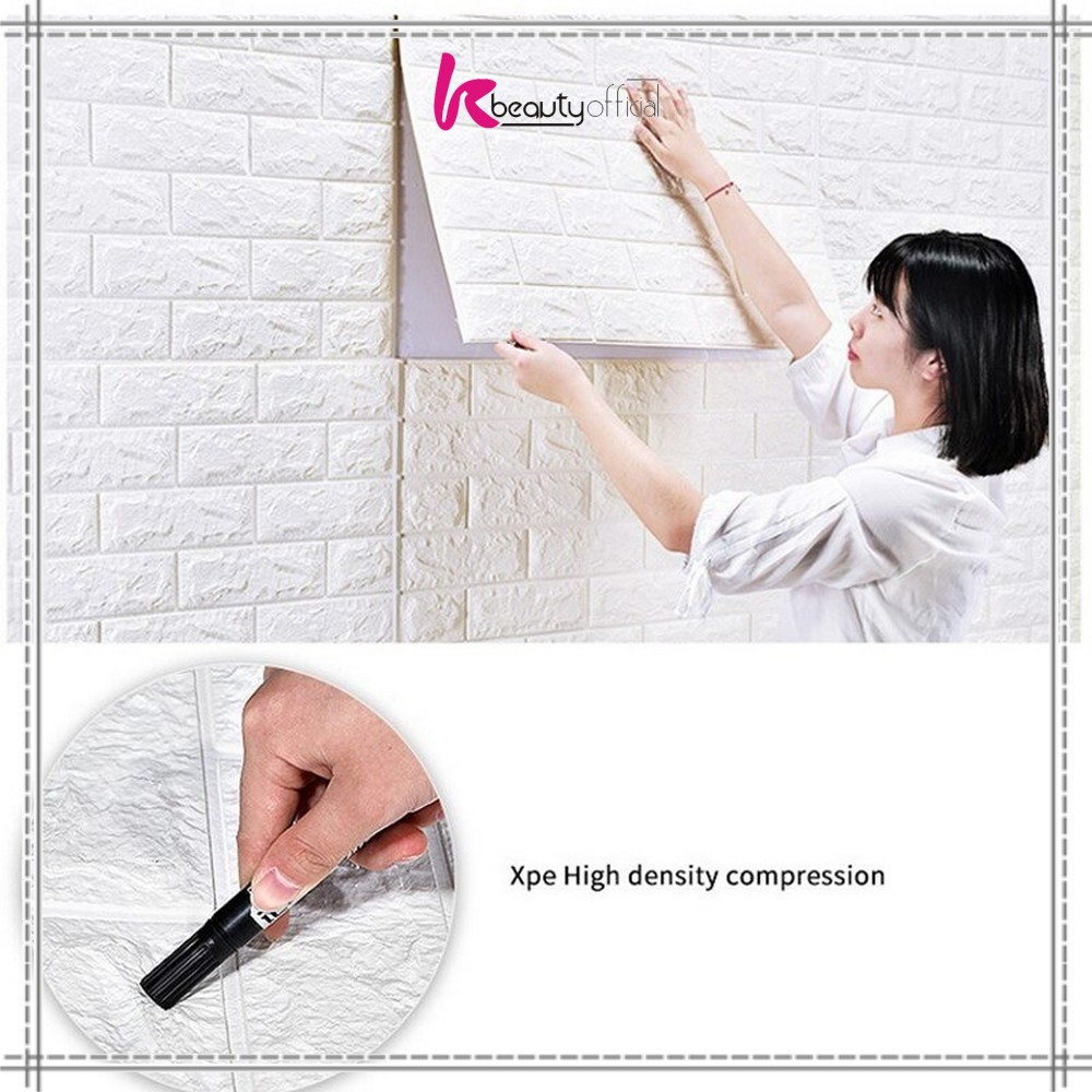 KB-C206 Wallpaper Dinding Foam 3D Kecil Motif Batu Bata / Walpaper Stiker Dinding Dekorasi Kamar