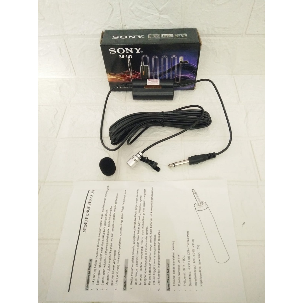 Mic jepit SONY SN101/ mic kancing SONY SN 202/ mic clip on kabel