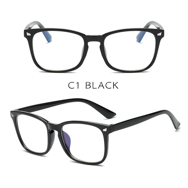 (YUZHU) Bayar di Tempat Korean Design Square Anti Radiasi Kacamata Transport Lensa Eyeglasses Women/Men