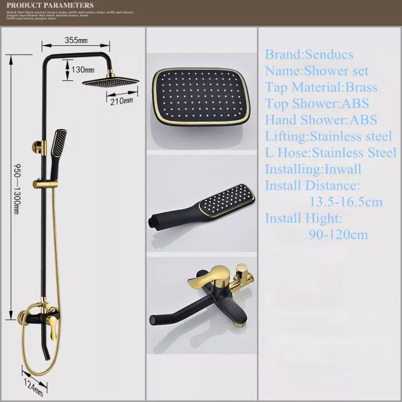 shower tiang set coulomn kuningan black gold / hitam emas  + kran panas dingin PROMO TERMURAH