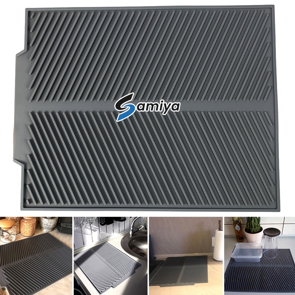 alas tatakan silikon pengering gelas piring dapur / silicone dish drying mat drain pad / bar kitchen mat