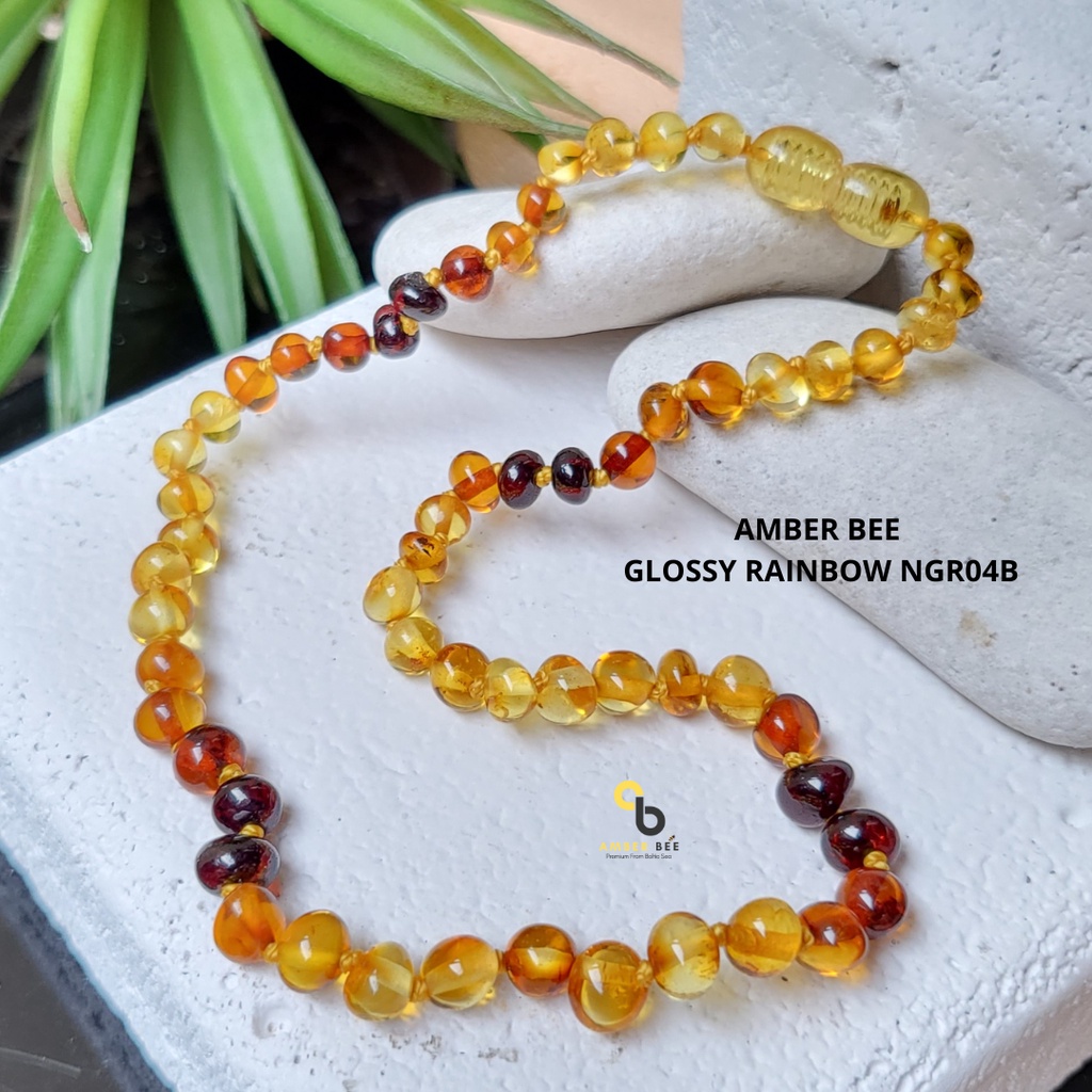 Kalung Amber Bayi &amp; Anak Premium Glossy Rainbow NGR04B By Amber Bee