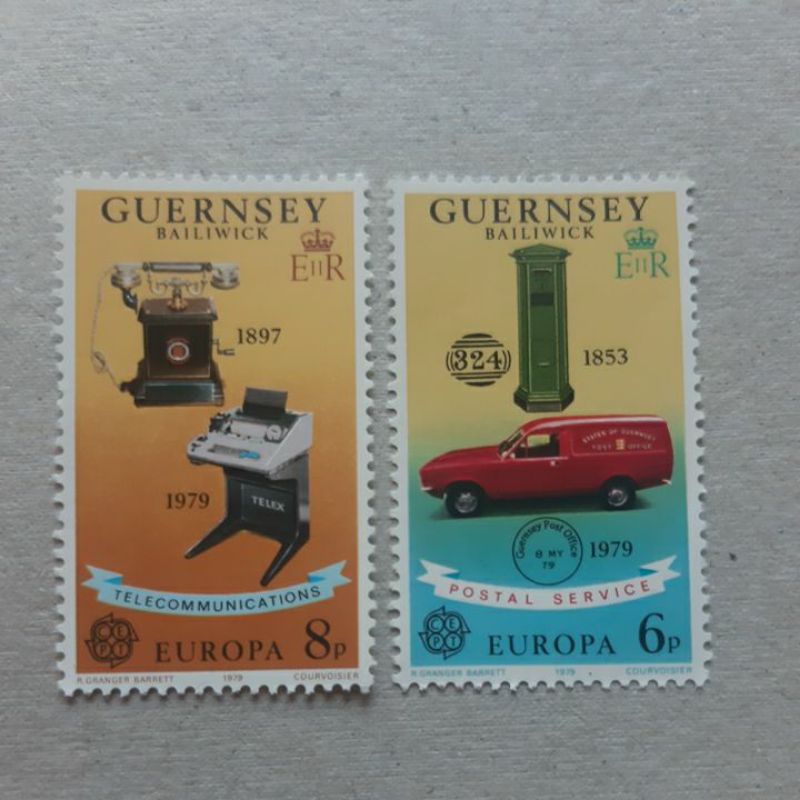 

Perangko Guernsey 1979 postal service & telecomunication set 2 prangko