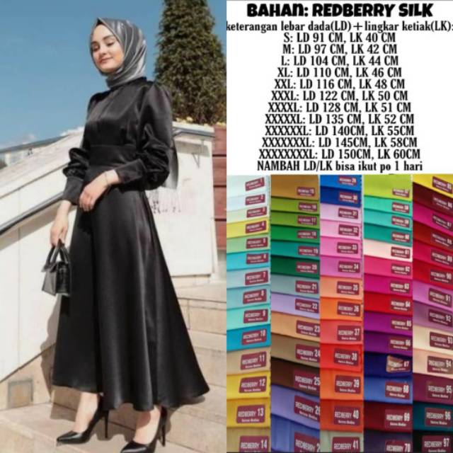 Dress satin silk baju pesta jumbo Bigsize