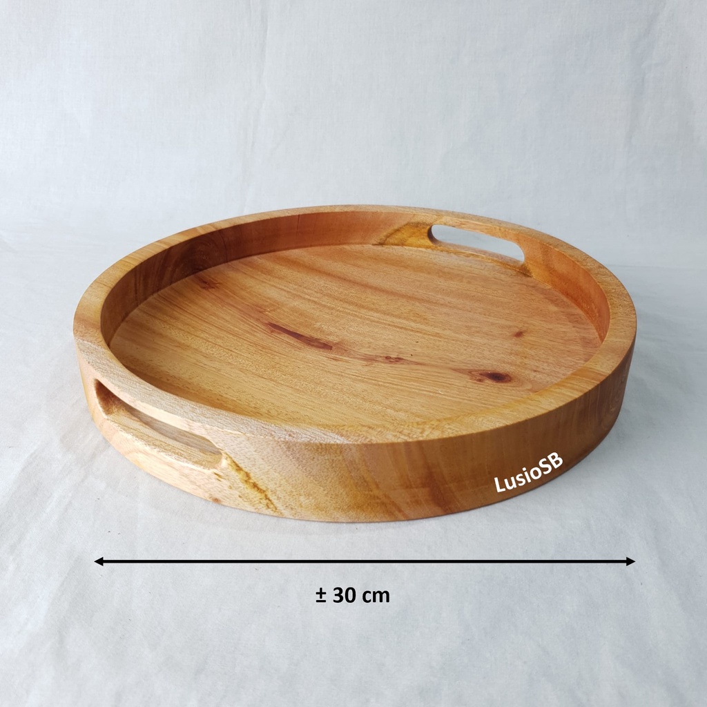 Nampan Kayu Bulat Aesthetic LusioSB Nampan Saji Nampan Cantik Wooden Tray