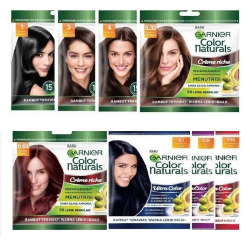 Langsung kirim! Garnier Hair Color Ash Blonde All variants | Pewarna Rambut Sachet | Garnier Hair Color Naturals Ultra Color | Express Cream | Creme Riche