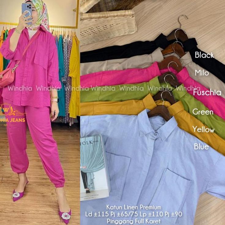 Avena Noah Solaria Daily One Set Setelan Bahan Katun Linen Pakaian Wanita Korea Jumbo Big Size [Bfa3