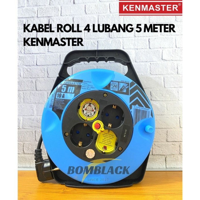 KENMASTER Kabel Rol 4 Lubang 5 Meter 5m Colokan Listrik Roll Gulung