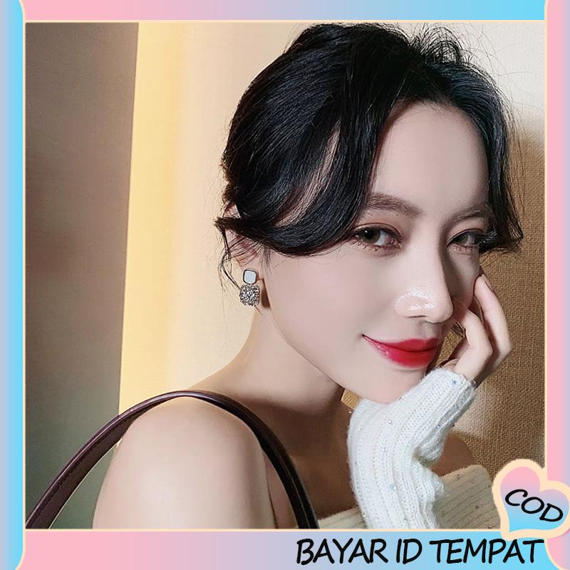 COD❤️ Anting Retro Mewah Siswa Perempuan Sederhana Temperamen Fashion Anting Murah Hati-A.one