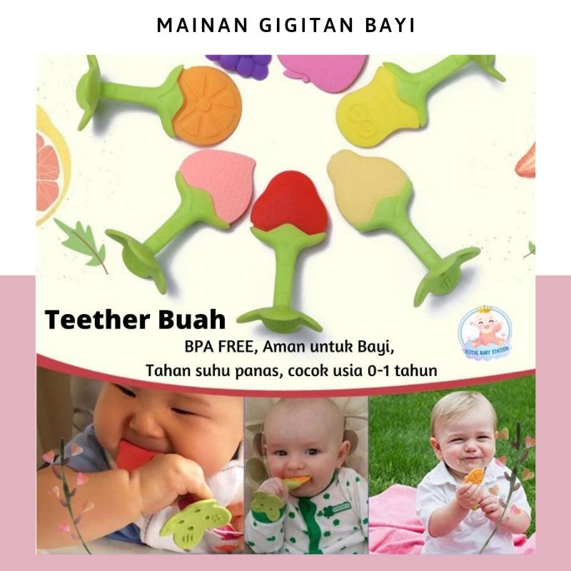 Mainan Gigitan Bayi Teether Buah Fruit Kenyal dan Aman