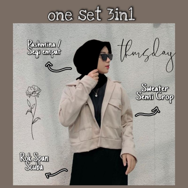 Baju Setelan Wanita Kekinian Fashion Muslim Ootd Kancing Kerah Paket Ootd Set Outer Terbaru Set Ootd