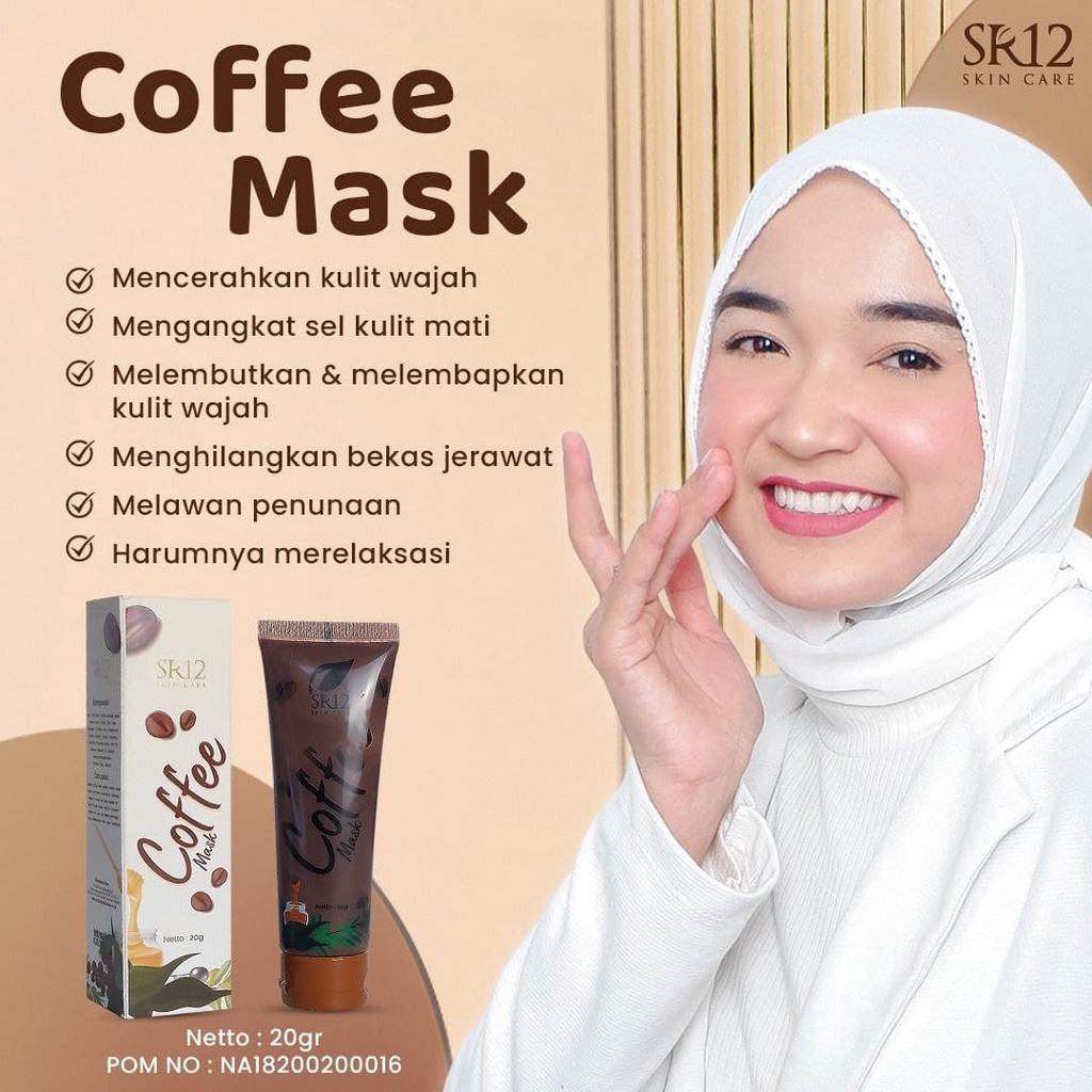 COFFEE MASK SR12 Masker Kopi Untuk Wajah Cerah Halus Bebas Minyak Usir Komedo Flek Hitam BLILA