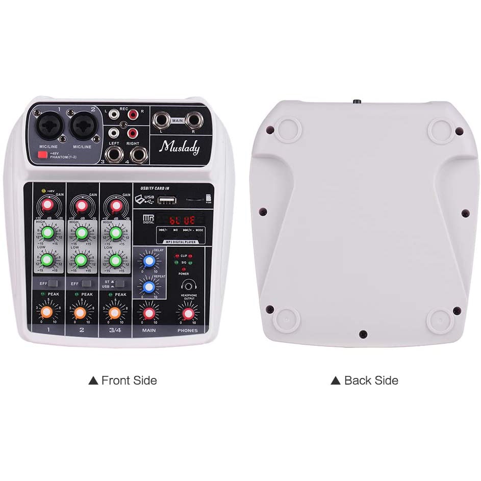 Mixer Audio Podcast Professional 4 Channel Phantom Power 48V- AI-4