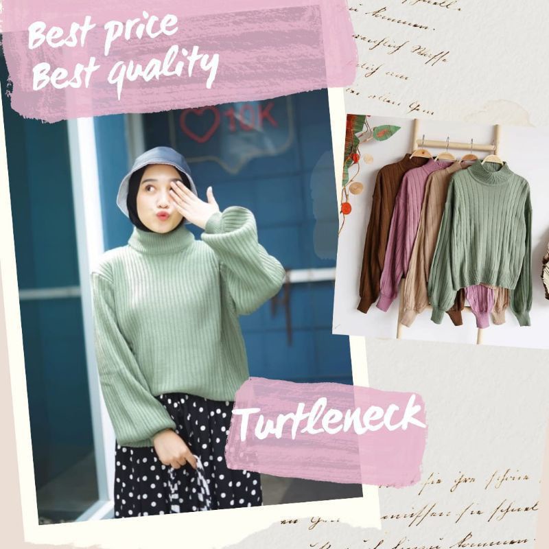 SF - Bayoneta Sweater Ballon Knit / Turtleneck Knitwear Arsyilla Puffy- Atasan Wanita Oversize RIB