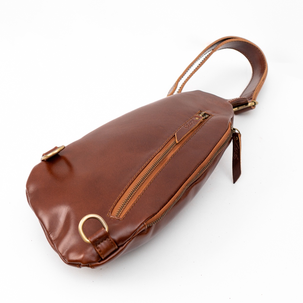 Kenes Leather Tas Pinggang Waist Bag Kulit Asli Premium Travis  - Free Gavir Nama