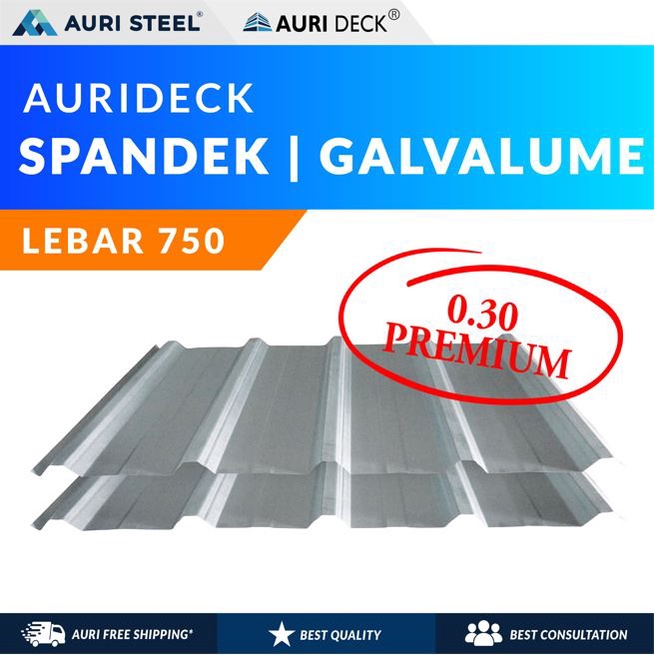 ( Harga Per Lembar  ) Spandek Premium | Spandek/Atap Galvalume Tebal 0.30 MM
