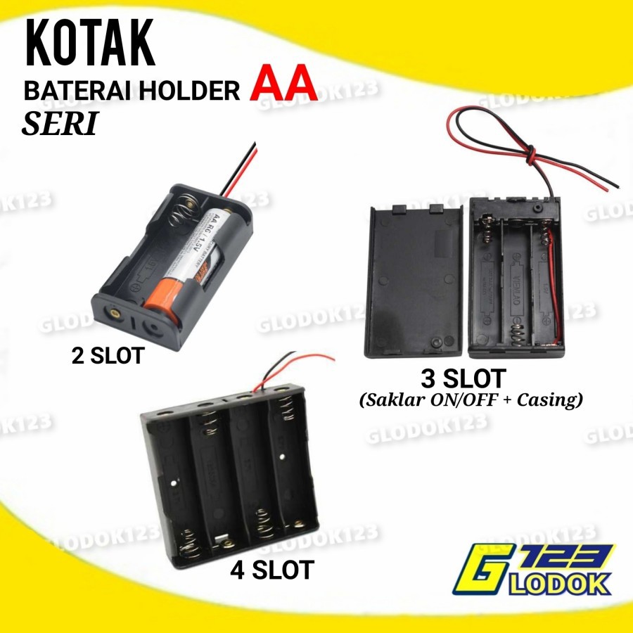 Tempat Batre AA A2 Kotak Baterai Holder 2 Slot 3 Slot 4 Slot