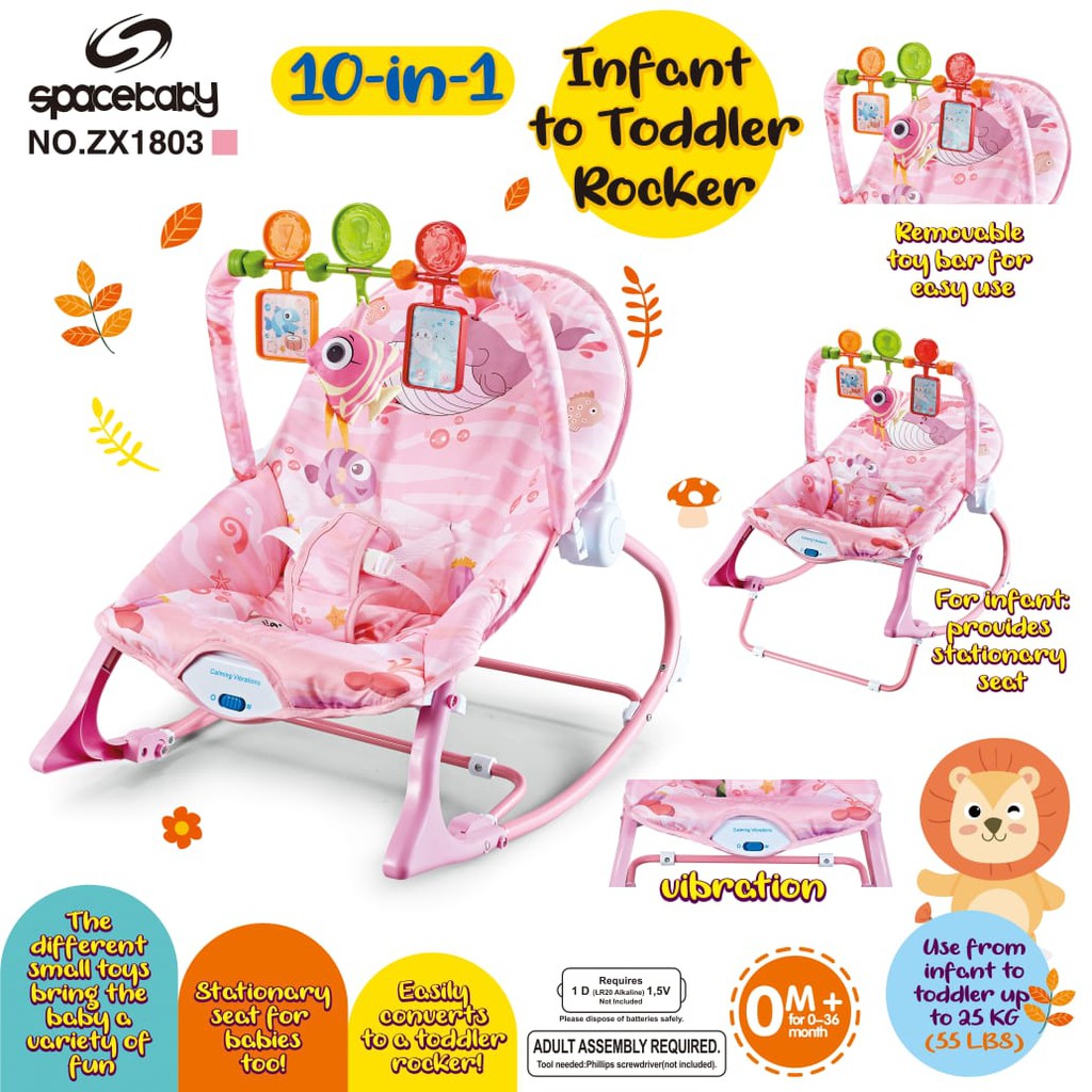 SPACEBABY Kursi & Ayunan Jungkat-Jungkit Bayi  SB1803  ONLY PINK  New Born Up25kg Infant to Toddler 