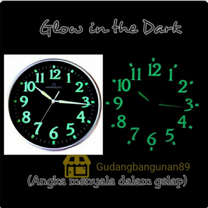 Jam Dinding Minimalis Bulat Glow In The Dark Meridient GTD4 Black